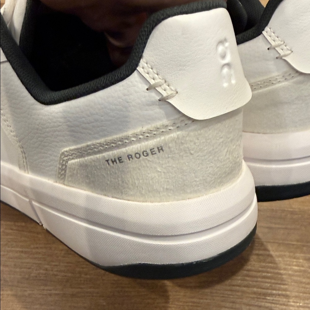 On Running The Roger Men's Low-Top Sneakers in White with Forest Green Accents - Picture 5 of 9